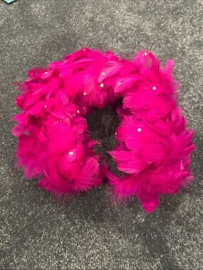 Hot Pink Feather Hair Accessory with Rhinestone Accents Feather Headband Hat